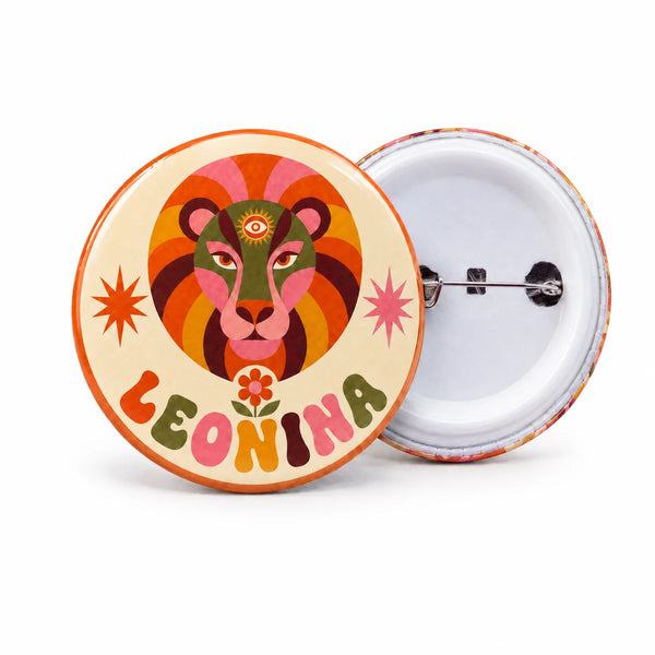 Botton de 44 mm, frente e verso com alfinete