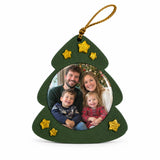 Enfeite de Natal com a foto de uma família